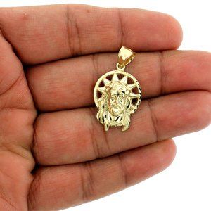 10K Yellow Gold Jesus Head Face Pendant